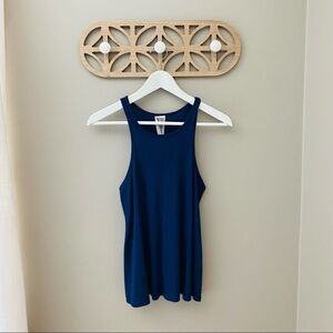 Free People Ribbed Tank Top Navy Blue Sz Small